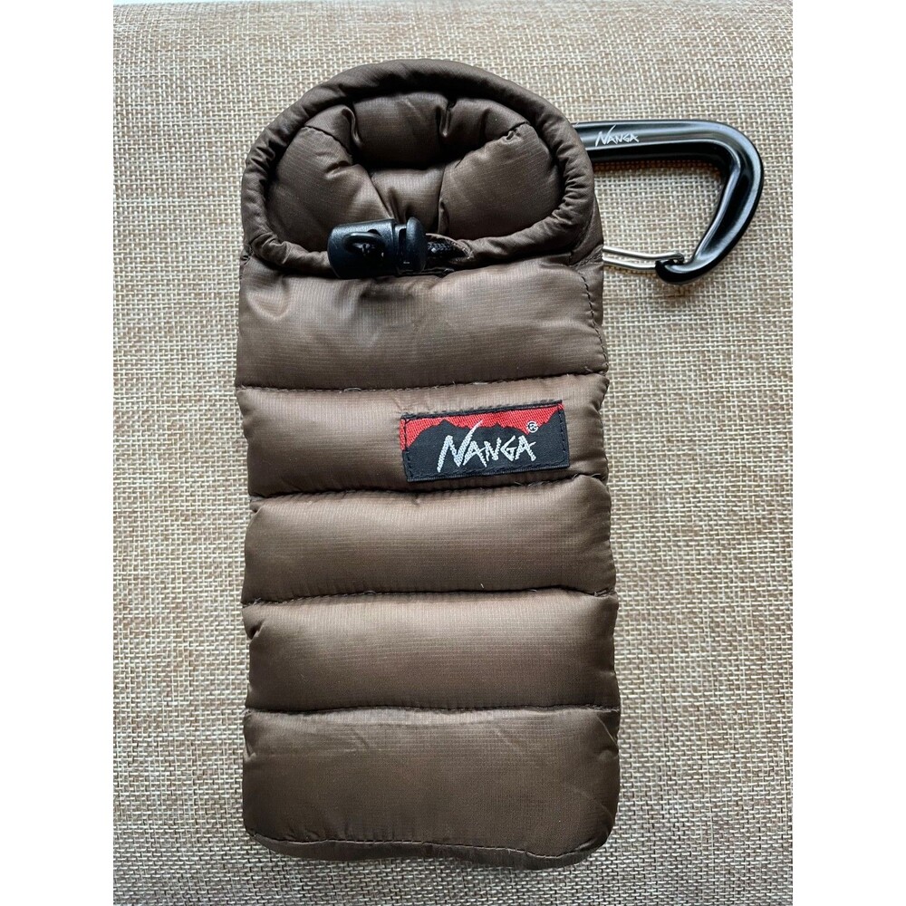 NANGA Mini Sleeping Bag Phone Case Coyote Brown Down-Filled Gorpcore EDC Pouch